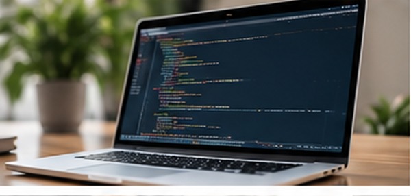 Código de software en una computadora portátil